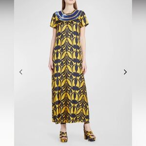 La DoubleJ Bead Embroidered Short-Sleeve Maxi Swing Dress NWT